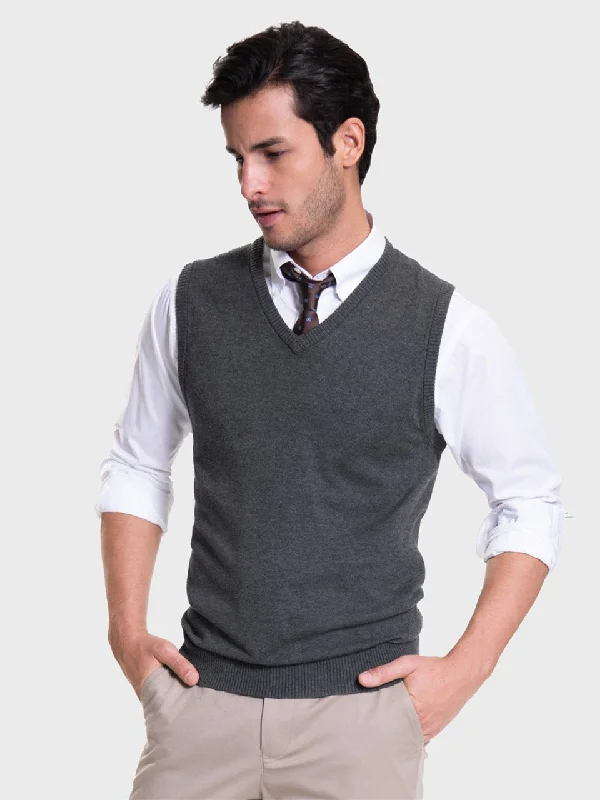 Men's V-Neck Sweater Vest - Charcoal Heather