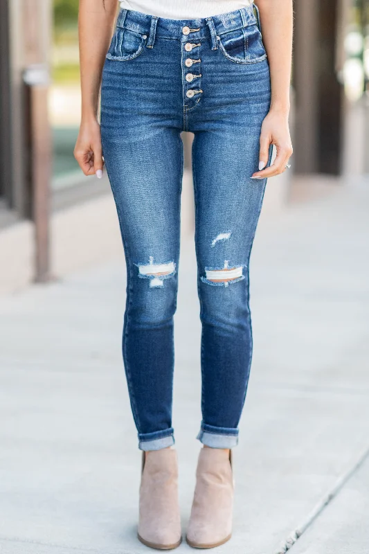 Weekend Deals That Please KanCan: Known Perfection Dark Wash High Rise Distressed Jeans