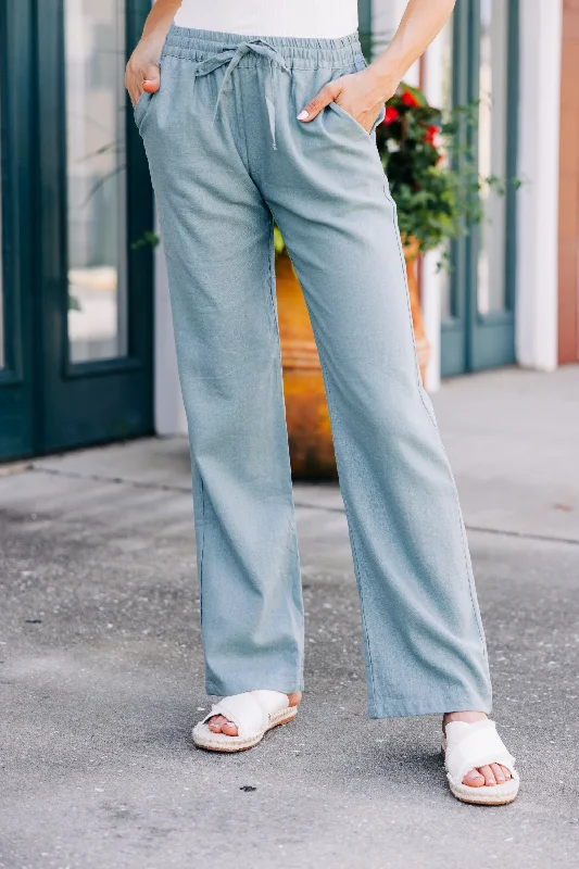 Your Weekend, Your Savings Just Relax Patina Green Linen Pants