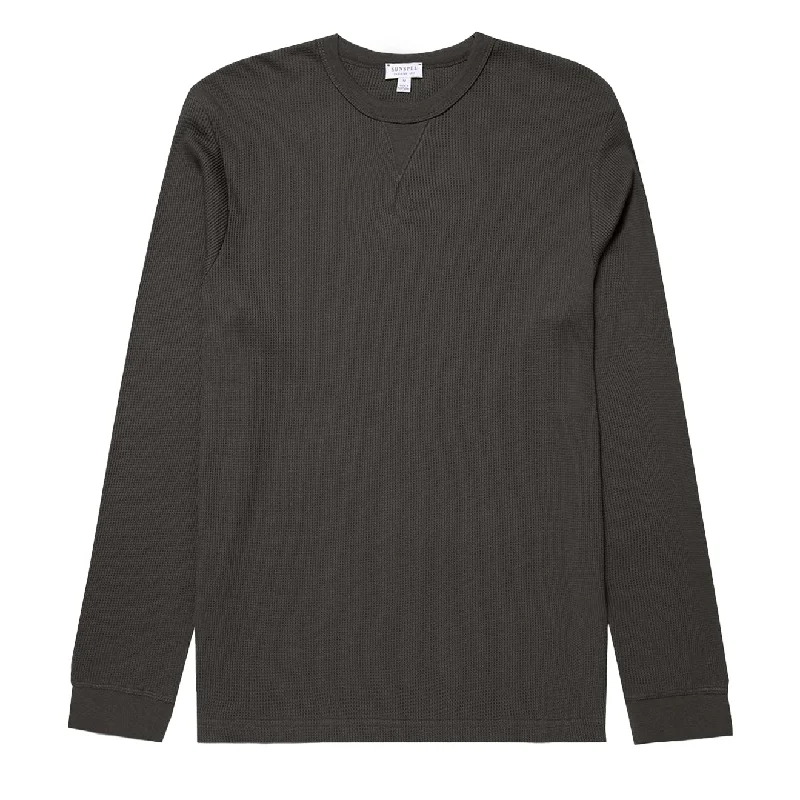 Price Drop Sunspel L/S Waffle T-Shirt Drill Green
