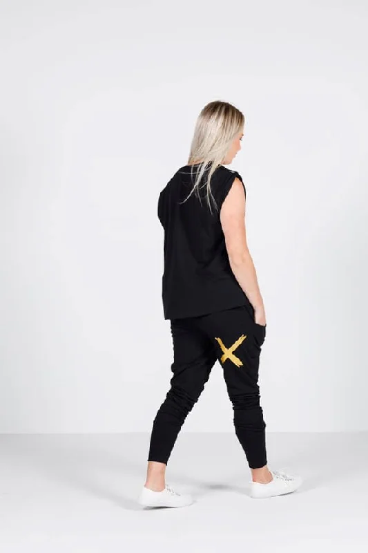 Weekend Offers That Sizzle Home-Lee Apartment Pants Black with Gold X