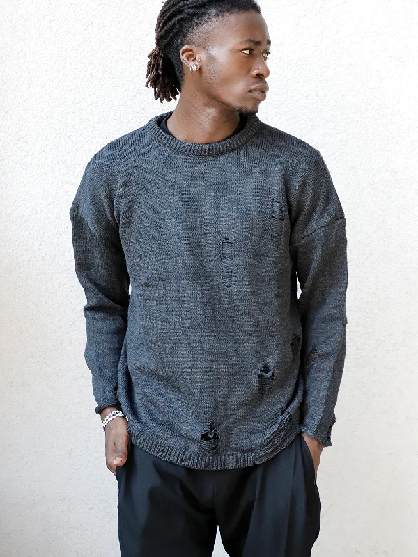 DISTRESSED GENTLEMAN SWEATER | CHARCOAL