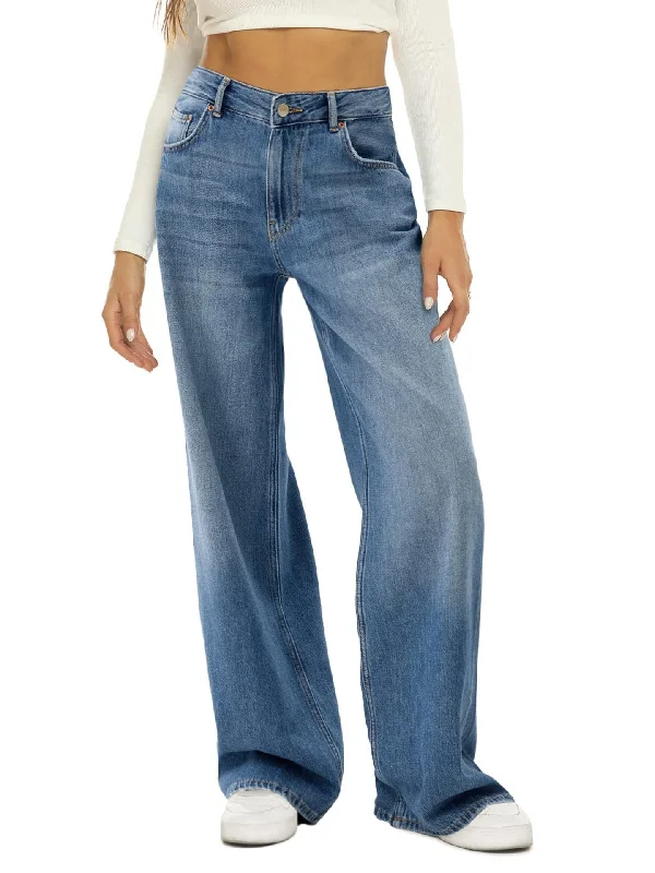 Weekend Deals That Wow Loose Wide-leg Pure Color Casual All-match Long Jeans Pants