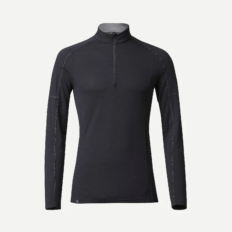 Shop and Save Forclaz Men's Mountain Backpacking Merino Wool Long-Sleeved T-Shirt with zip collar - MT500