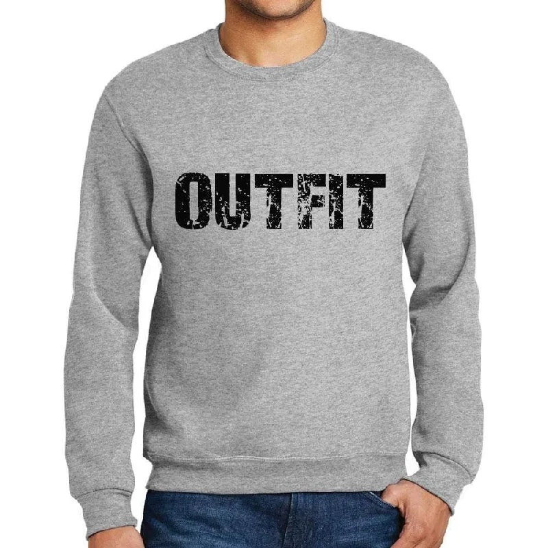 Men's Printed Graphic Sweatshirt Popular Words OUTFIT Grey Marl