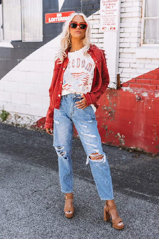 Overstock Clearance The Jill High Waist Distressed Mom Jean