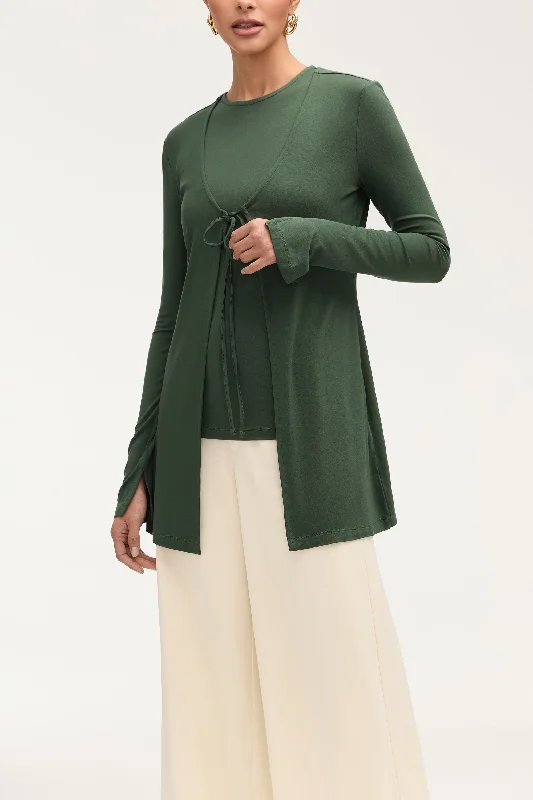 The Best Prices Bonus Savings Labina Jersey Two Piece Tie Front Top - Cilantro