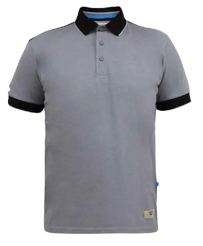Big Savings D555 Men's PRINSTEAD Pique Polo Shirt With Ribbed Collar & Cuff in Grey/ Black 2XL to 5XL