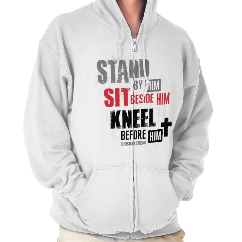 Stock Clearance Stand Sit Kneel Zip Hoodie