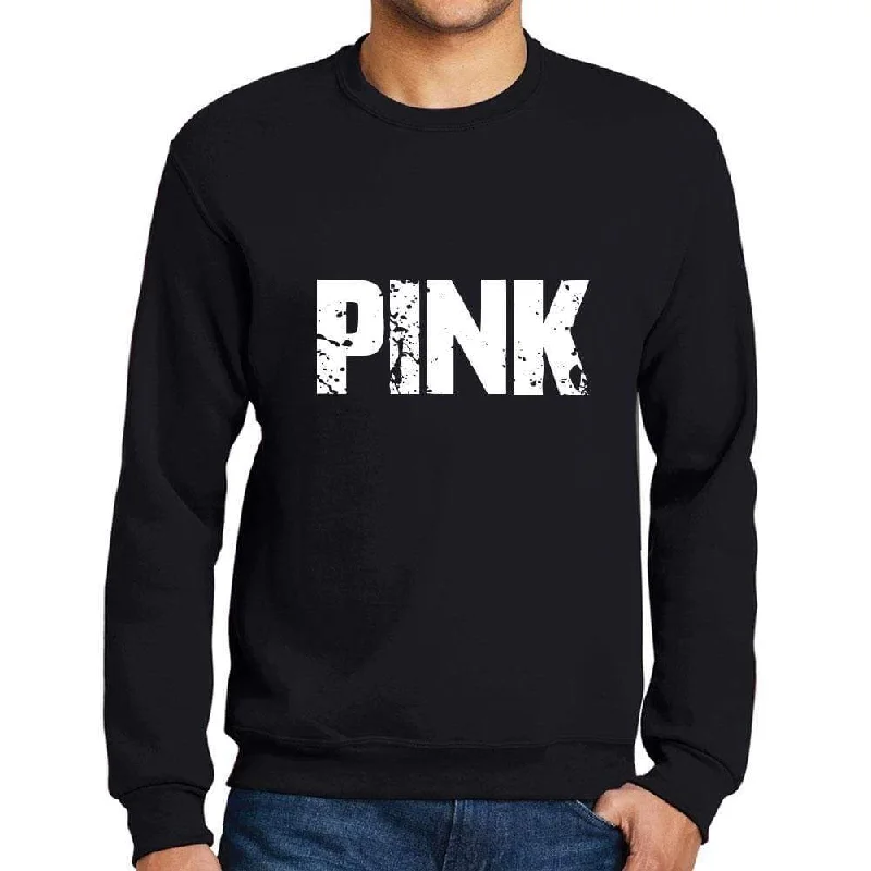 Incredible Offers Men's Printed Graphic Sweatshirt Popular Words PINK Deep Black