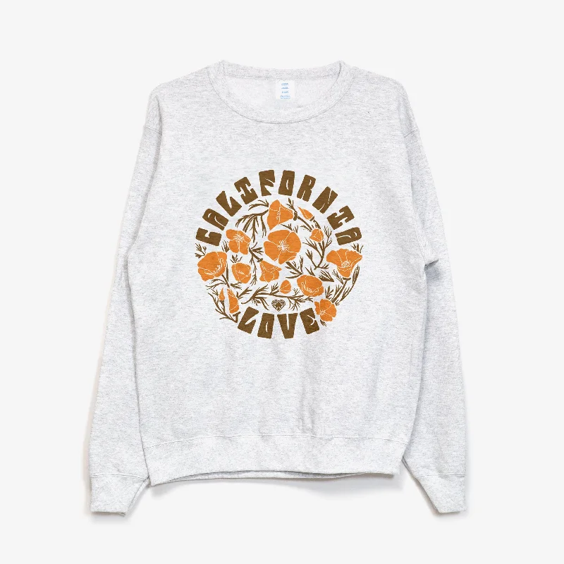 YEAR-End Sale California Poppy Love Thrifty Crew Sweater