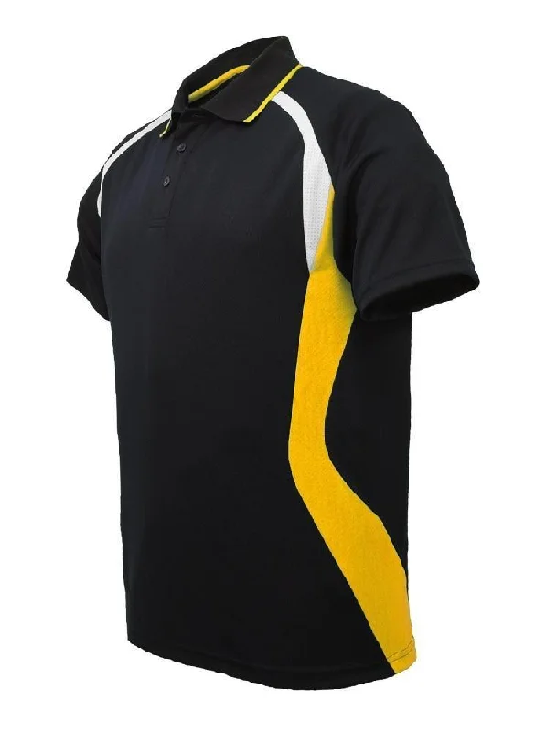 Limited Quantity Golf Sports Panel Polo Shirt - Black/Gold/White