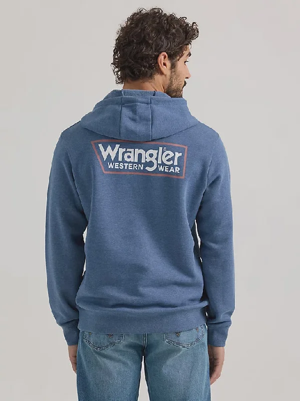 MENS WRANGLER BLUE LOGO HOODIE