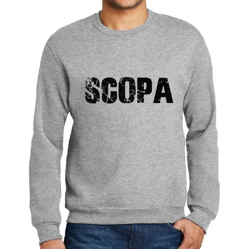 Flash Deal Men's Printed Graphic Sweatshirt Popular Words SCOPA Grey Marl