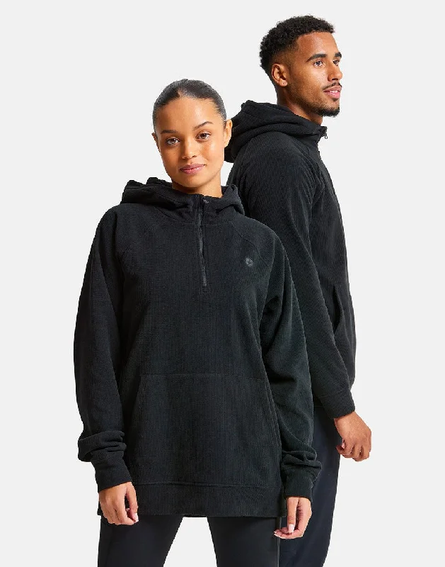 Weekend Deals That Excite Textured Half Zip Hoodie in Jet Black
