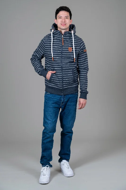Amazing Deals Zeus Navy Stripe Full-Zip Hoodie