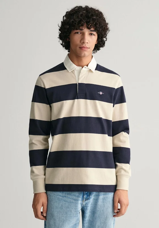Final Sale Gant Sheild Heavy Rugger Barstripe Polo Shirt, Silky Beige
