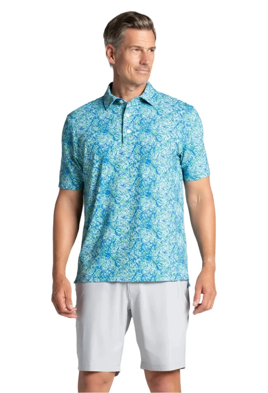 Don't Delay IBKUL Mens Fireworks Polo Shirt - Royal/Lime/White