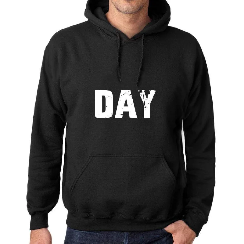 Men's Women's Unisex Printed Graphic Cotton Hoodie Soft Heavyweight Hooded Sweatshirt Pullover Popular Words DAY Deep Black