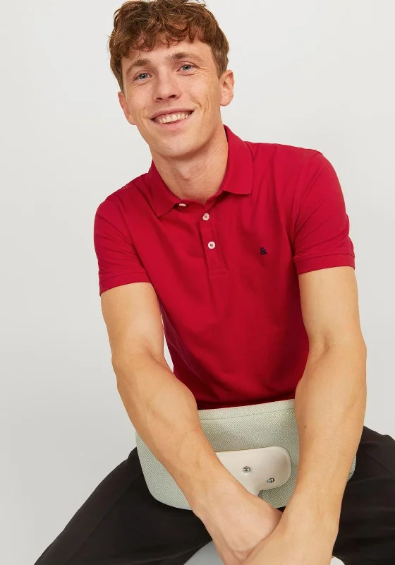 Now or Never Jack & Jones Paulos Plain Polo Shirt, True Red