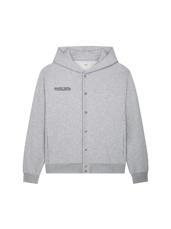 Unmissable Offer Mens 365 Midweight Snap Button Hoodie—grey marl