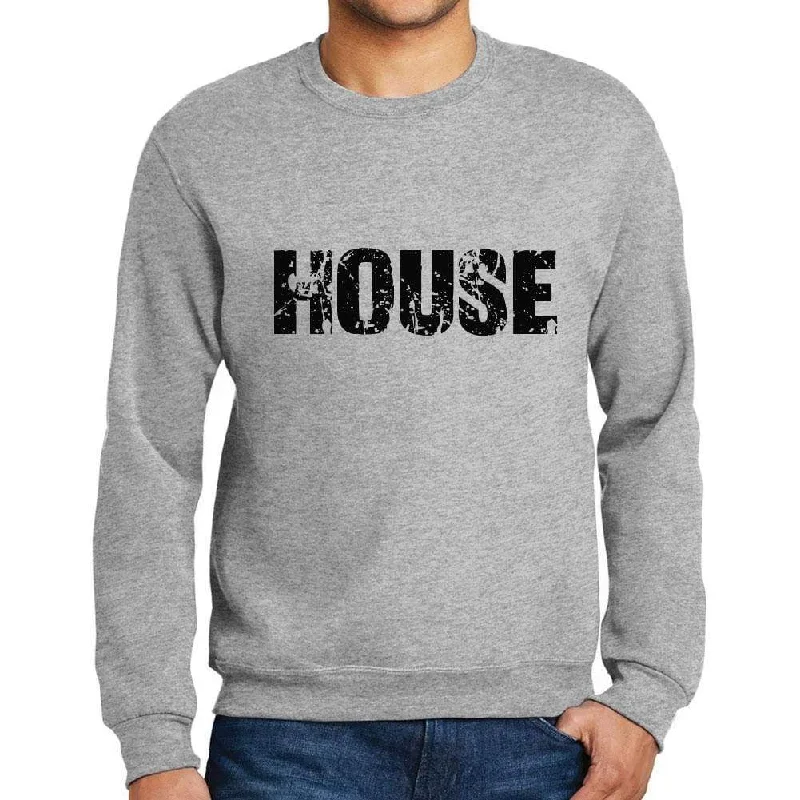 Don't Miss Men's Printed Graphic Sweatshirt Popular Words HOUSE Grey Marl