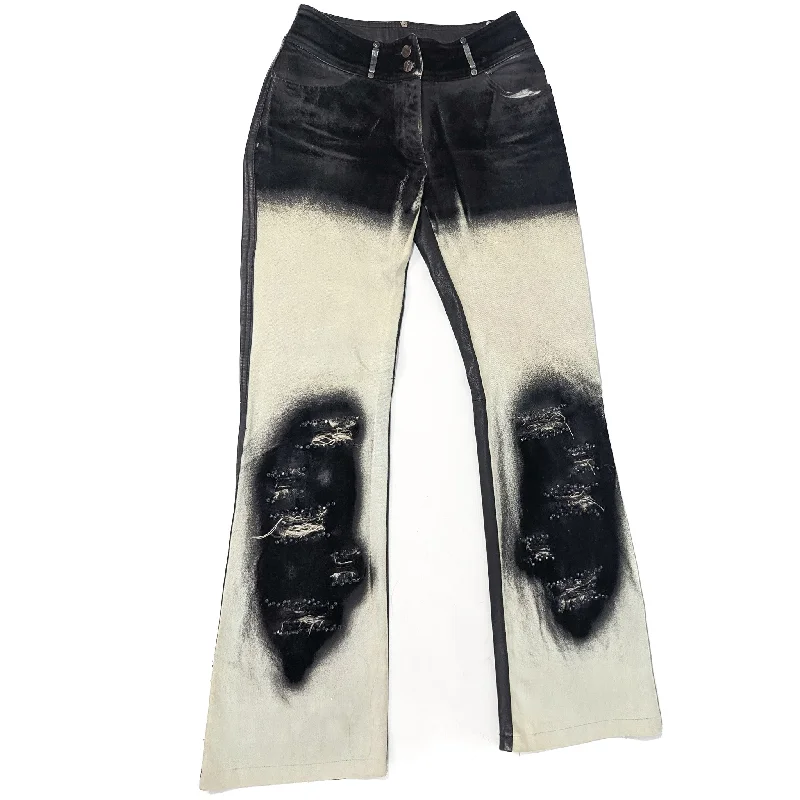 Year-End Sale Vintage velvet and leather denim pants - S