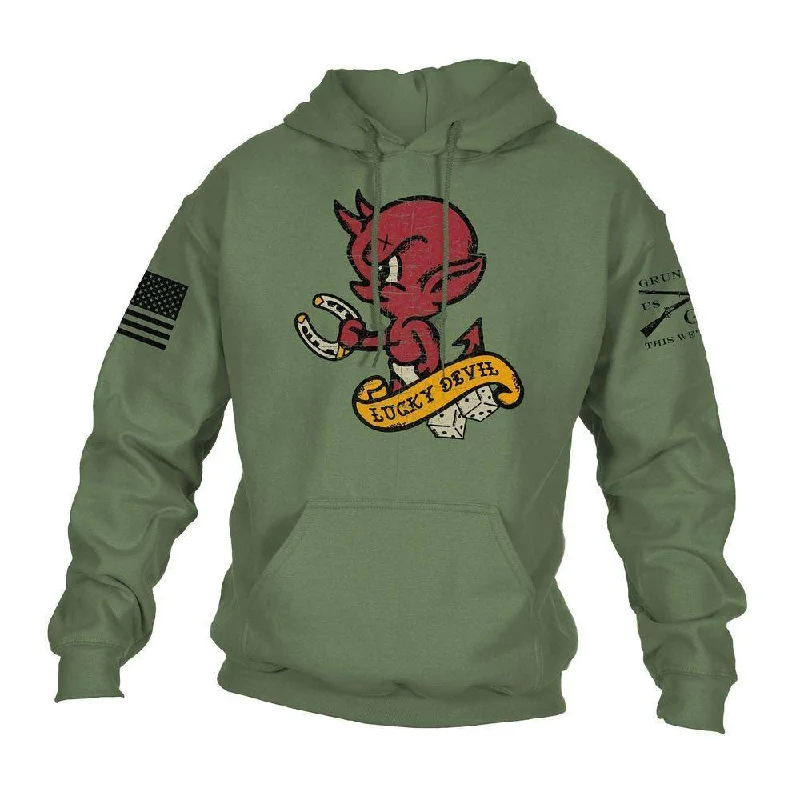 Weekend Sale: Don't Miss Out Lucky Devil Hoodie - Military Green