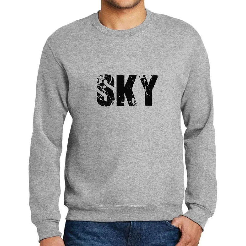 Low Prices Men's Printed Graphic Sweatshirt Popular Words SKY Grey Marl