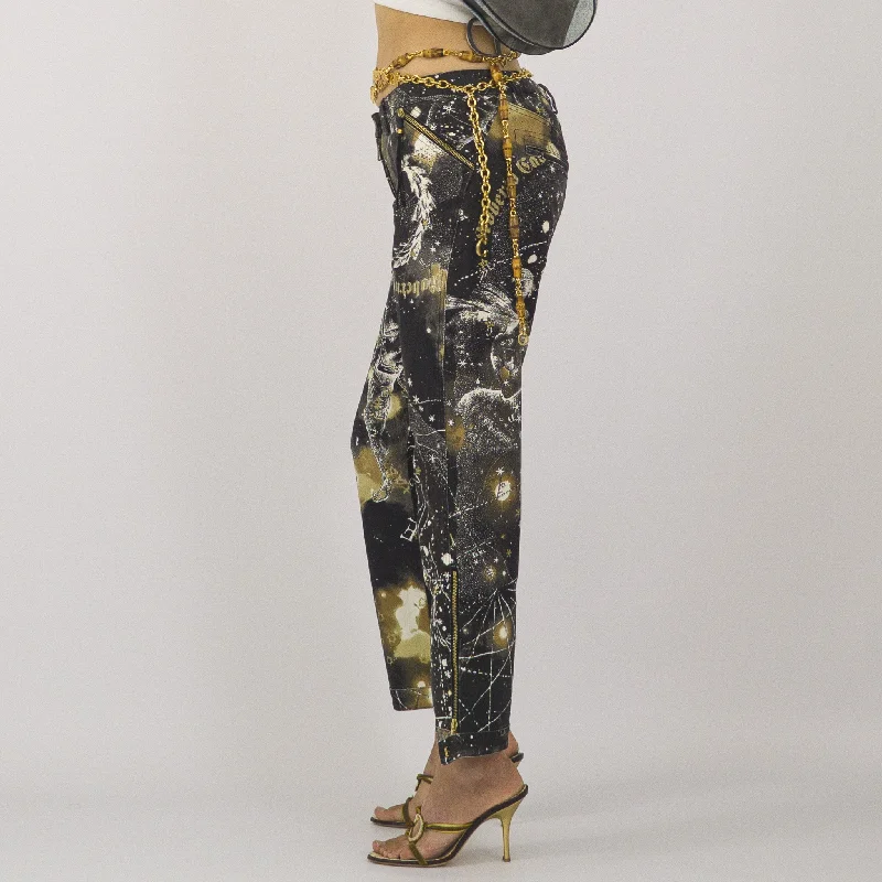 Unbeatable Prices Roberto Cavalli Zodiac Constellation Print Stretch Denim Pants - AW2003