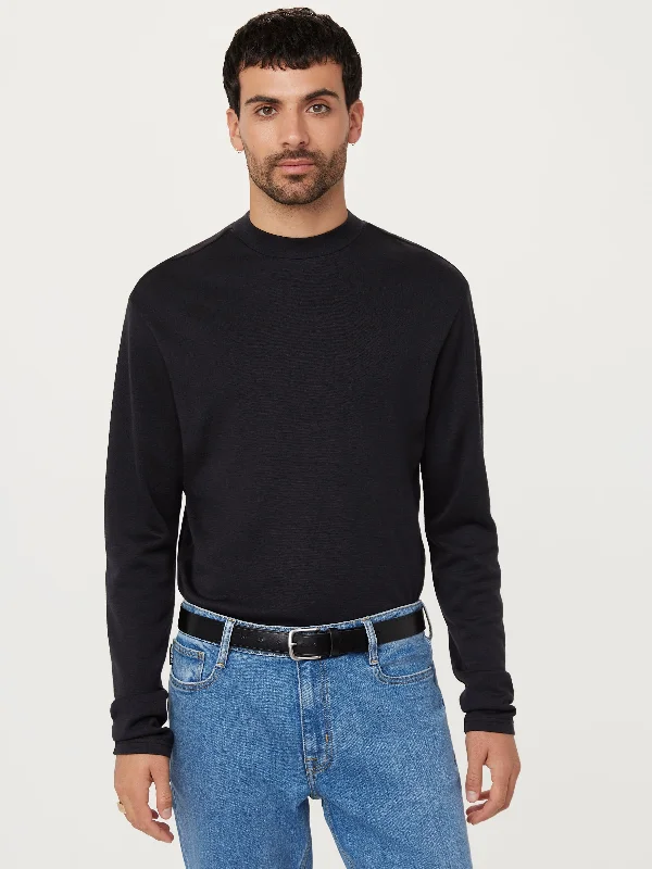 Act Now The Merino Wool Mock Neck  in Washed Black