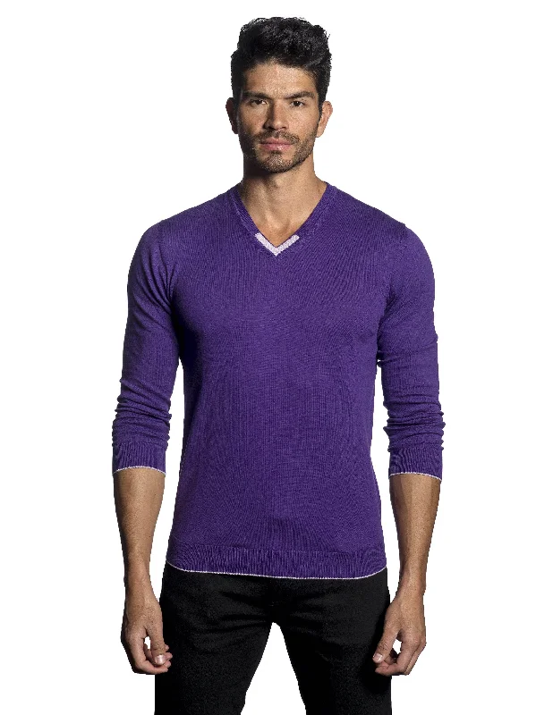 Purple Sweater V-Neck for Men JL-01-V