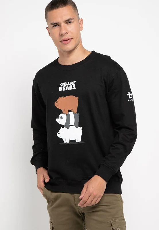 MO177 sweater wbb bear stack hitam sweater pria