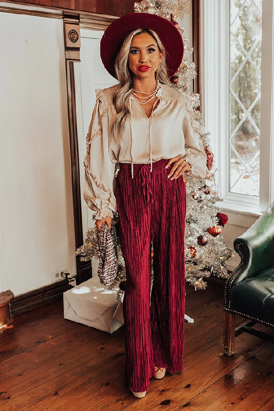 Weekend Shopping Extravaganza The Blossom Pleated Pants In Berry