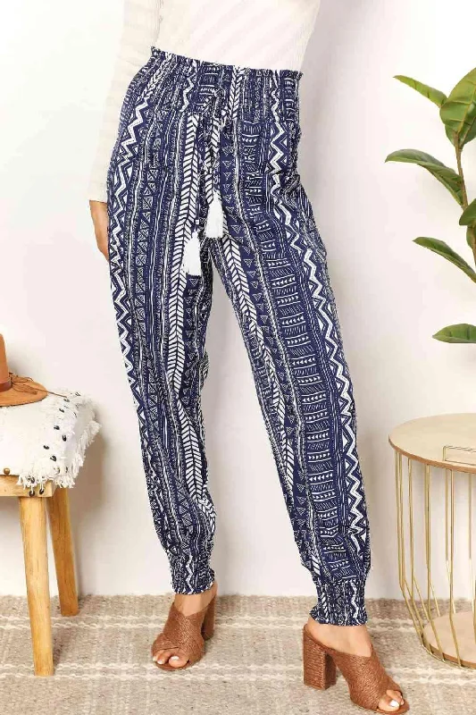 Weekend Savings Extravaganza Double Take Geometric Print Tassel High-Rise Pants