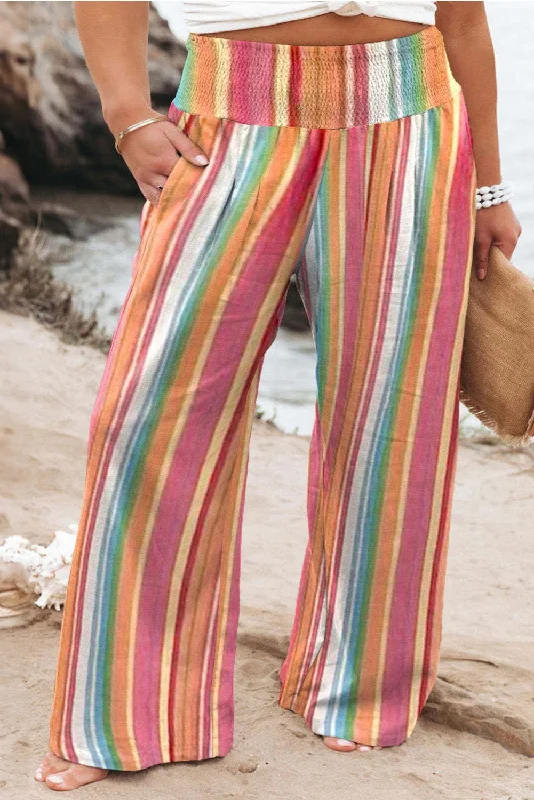 Weekend Savings Delight Plus Size Striped Wide Leg Pants
