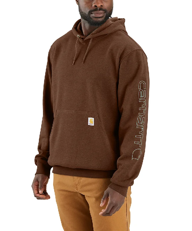 Quick Deals Carhartt Midweight Logo Hooded Sweatshirt - Mocha Heather