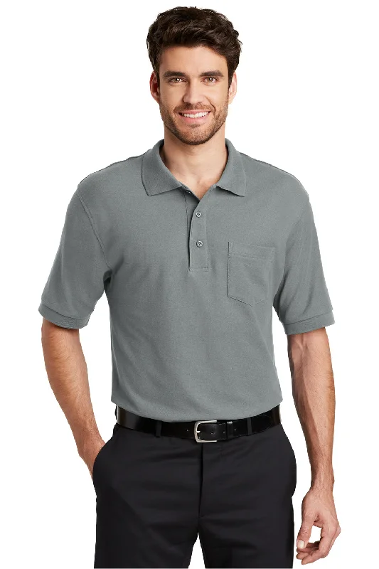 Flash Sale Port Authority Mens Silk Touch Wrinkle Resistant Short Sleeve Polo Shirt w/ Pocket - Cool Grey Flash Sale Port Authority Mens Silk Touch Wrinkle Resistant Short Sleeve Polo Shirt w/ Pocket - Cool Grey
