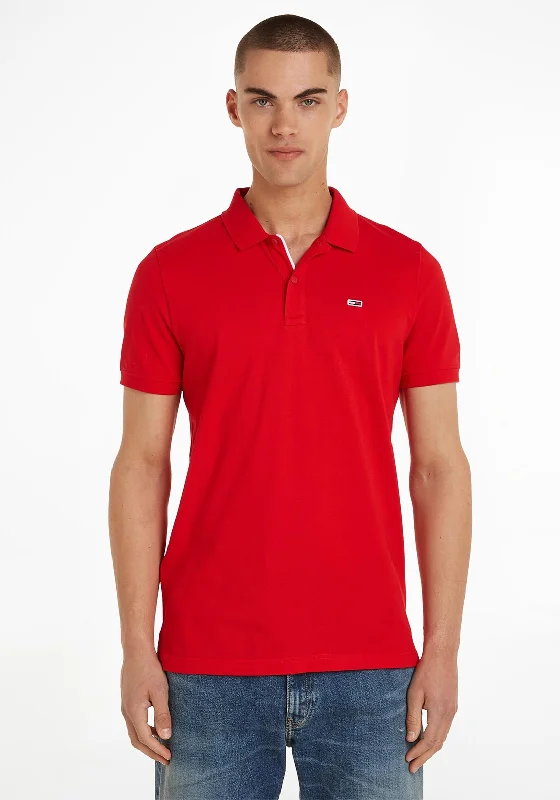 Tommy Jeans Flag Patch Polo Shirt, Deep Crimson