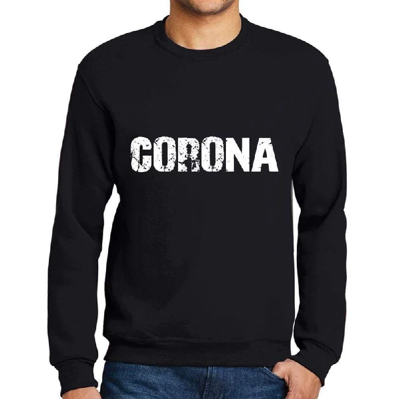 Clearance Sale Men's Printed Graphic Sweatshirt Popular Words CORONA Deep Black
