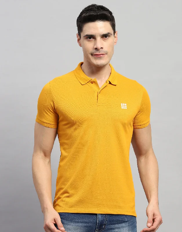 Big Deal Men Mustard Solid Polo Collar Half Sleeve T-Shirt