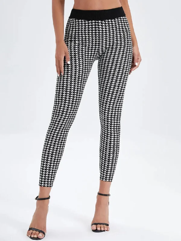 Steals and Deals Women's Sporty Houndstooth Print Skinny Pants