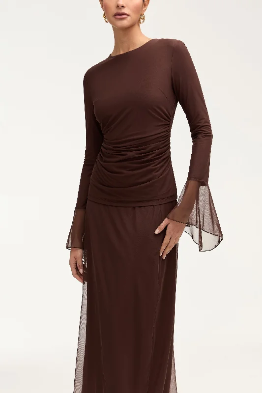 Major Deal Super Sale Lolita Rouched Top - Espresso