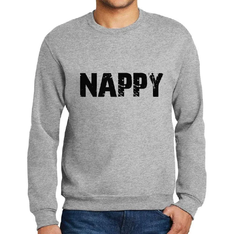Super Discount Men's Printed Graphic Sweatshirt Popular Words NAPPY Grey Marl