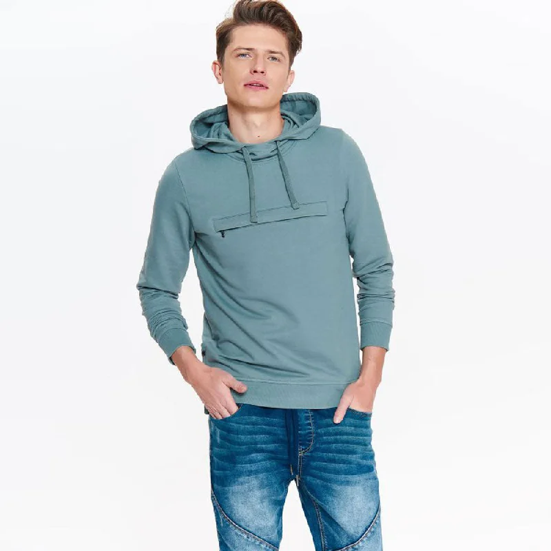 Extra Savings TS Pouch Pocket Teal Hooded Style Sweatshirt 2762