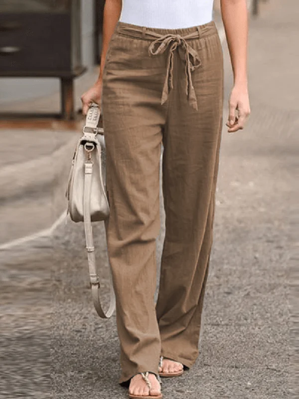 Exclusive Offer S-5XL Women Elastic Waist Casual Wide Legs Long Pants Solid Yoga Trousers