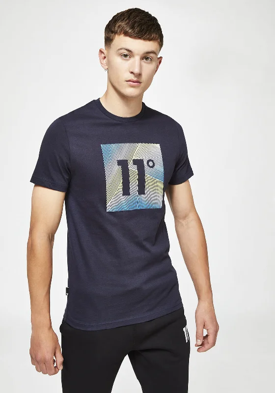 Can't Beat 11 Degrees 3D Linear Gradient T-Shirt, Navy