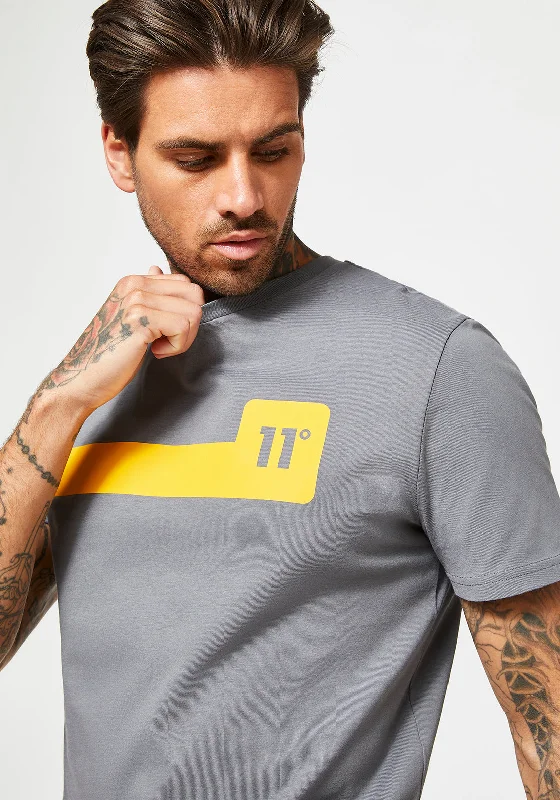 Closeout Deal 11 Degrees Chest Print T-Shirt, Charcoal