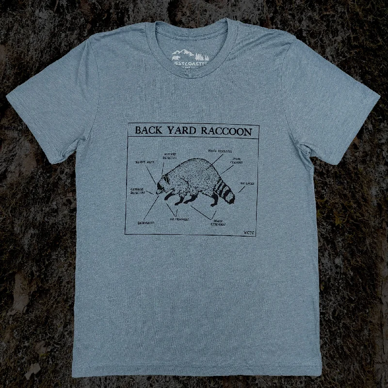 Blowout Sale Adult Unisex Back Yard Raccoon Graphic Tee