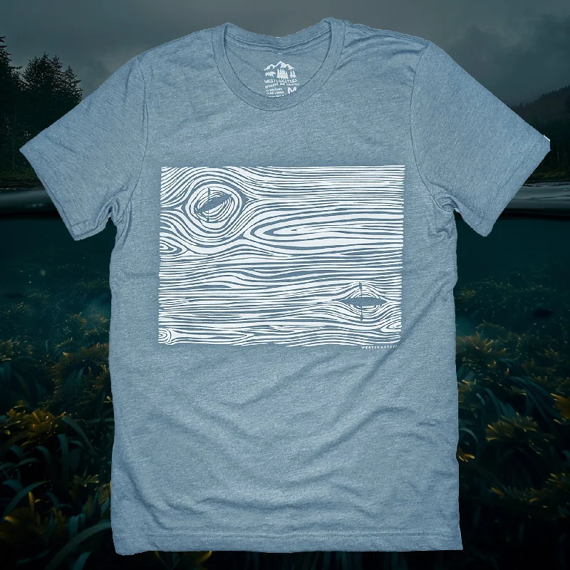 Price Slash Adult Unisex Wood Grain Kayaks T-shirt